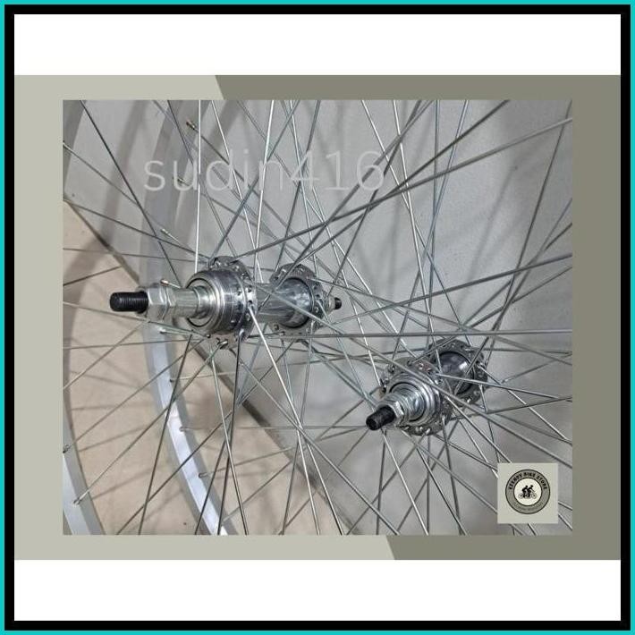WHEEL SET SEPEDA UKURAN 26 SILVER VELG 26 SIAP PAKAI VELG 26 JADI SILVER NEW WHEEL SET 26 MTB