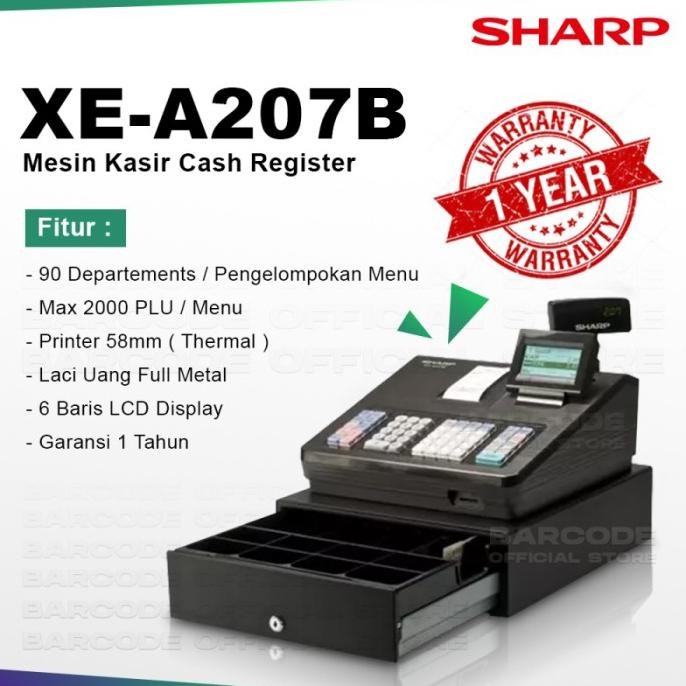 CASH REGISTER SHARP XE-A207B - MESIN KASIR SHARP 207 HITAM