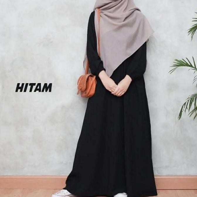 abaya polos jetblack premium abaya remaja  Hitam  Polos Muslim Turki Gamis Arab Wanita ADI