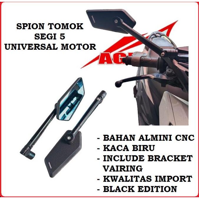 Produk Baru SPION CIRCUIT BIG SEGI LIMA KACA BIRU + BRACKET VAIRING UNIVERSAL MOTOR NMAX AEROX VIXIO