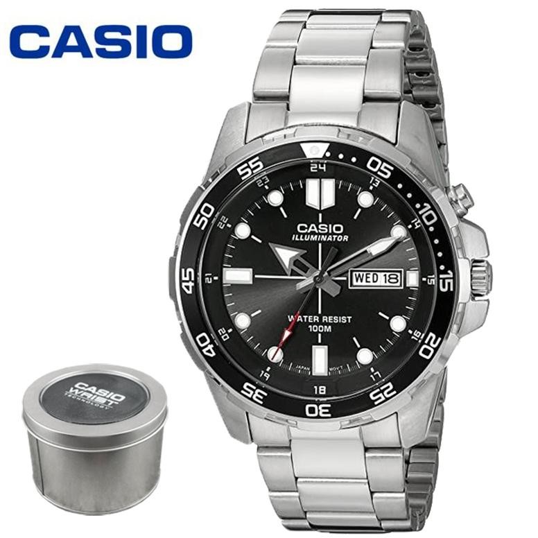 FREE BOX CASIO Jam Tangan Bisnis Kasual Pria Stainless Steel Bercahaya MTD-1079D