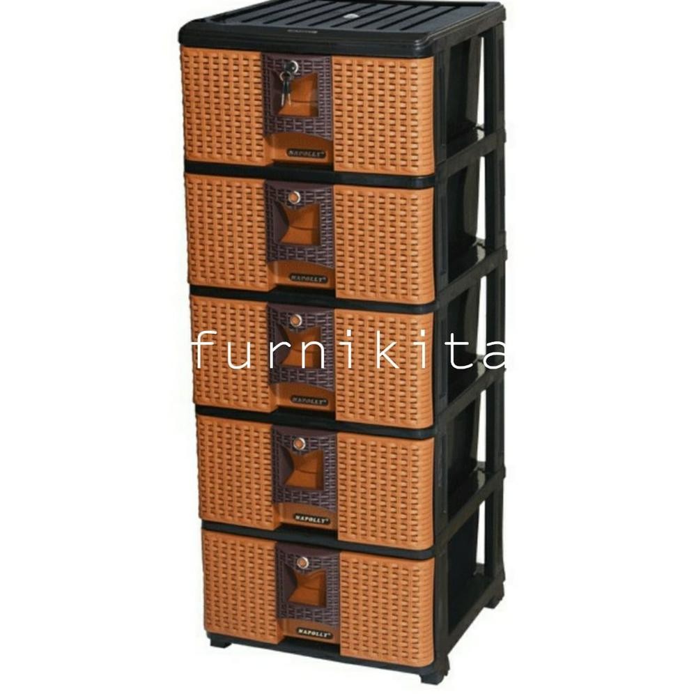 LEMARI SERBAGUNA PLASTIK NAPOLLY SUSUN 5 ROTAN