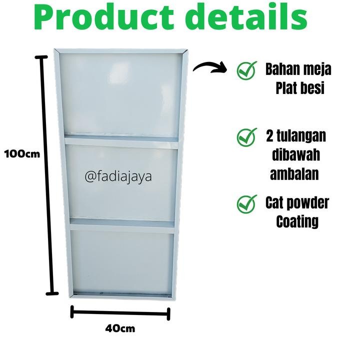 Rak Meja Besi Siku Lubang 3 Susun Tingkat Portable Serbaguna