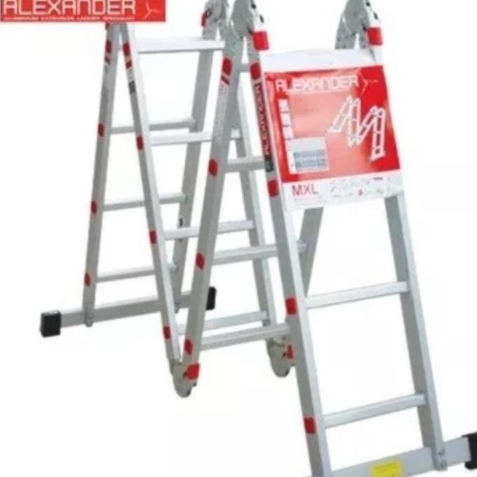 tangga lipat aluminium 4 M. Alexander MXL 4 step. High Quality, kokoh.
