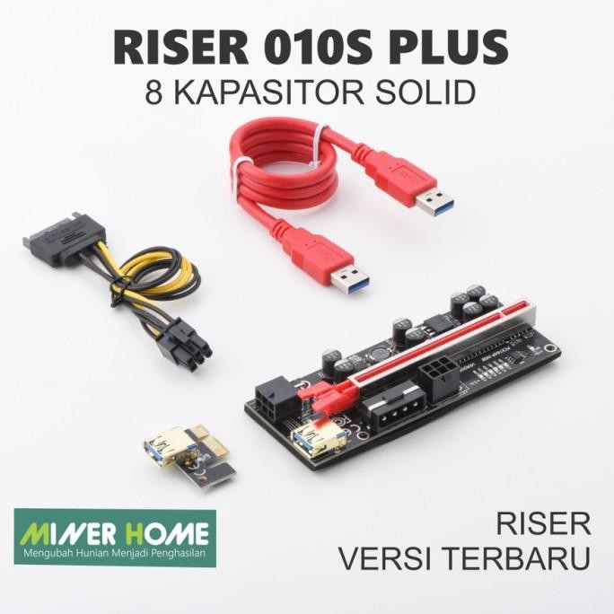 Promo PCIE RISER 6pin 1x to 16x VERSI 009S 009 Plus 8 Kapasitor - V010S Plus COD
