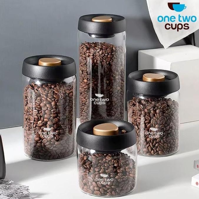 Toples Kaca Kedap Udara 900ml 1200ml 1800ml Jar Vacuum Bening Tempat Penyimpanan Beans Makanan Tutup