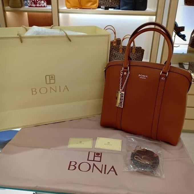 Tas handbag wanita original merek Bonia warna maroon handbag wanita