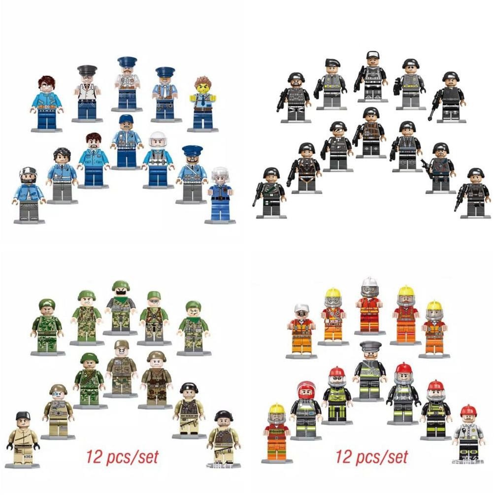 MAINAN BLOCK ACTION FIGURE LEGO SWAT PASUKAN MILITER ARMY PEMADAM DOKTER 12PCS BRICK