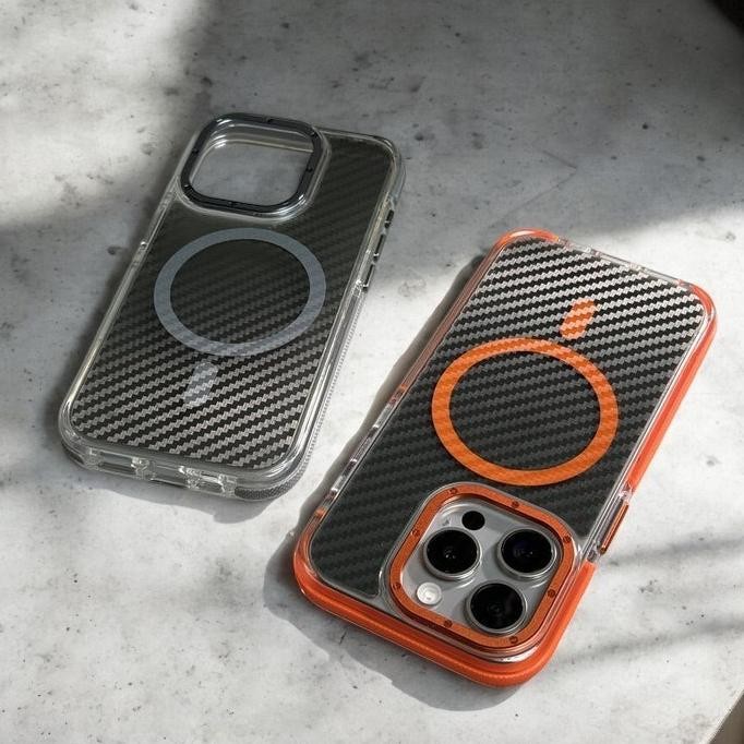 Caseme Casing Magsafe Carbon iPhone 11 12 13 14 15 16 PRO MAX Shockproof Hybrid Case Anti Menguning