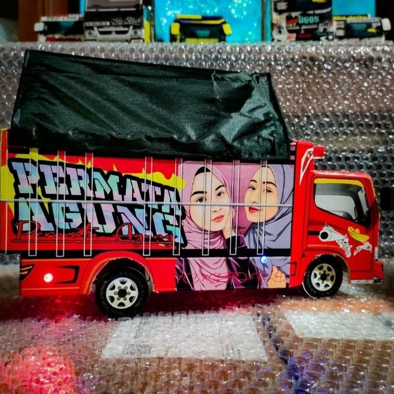 miniatur truk PERMATA AGUNG full variasi lampu LED+terpal mainan anak mobilan truk oleng