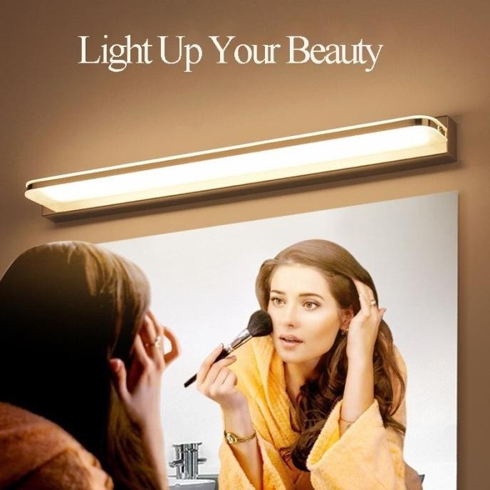 Lampu LED Cermin Kamar Mandi Tempel Dinding Panjang Stainless Steel