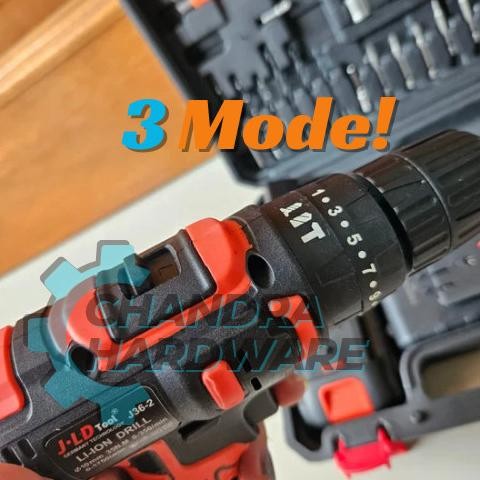 Sale Bor Cordless Jld 36V Baterai Impact Drill Tool Kit Aksesoris Lengkap