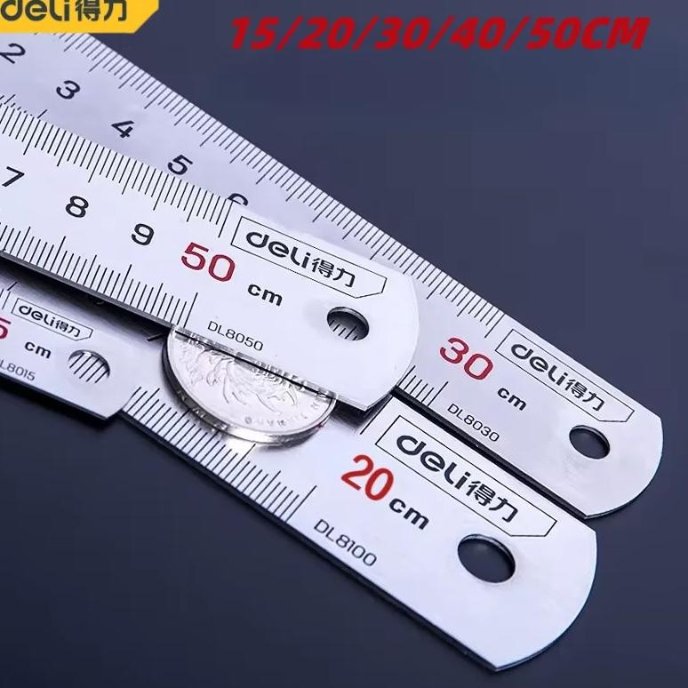 

Deli 1 Pcs 15/20/30/40/50Cm Multi-Standard Measuring Ruler Stainless Steel Woodworking Portable Percision Measuring Hand Tools