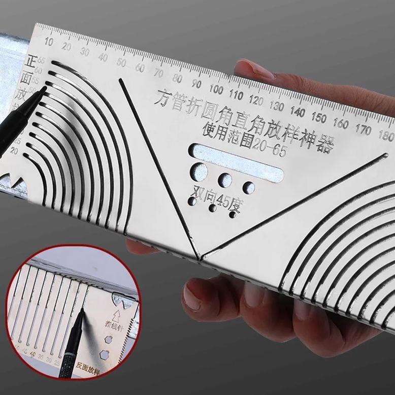 

Arc Marking Ruler Right Angle Construction Arc Parallel Drawing Tool 90 Degree Folding Ruler For Metalworking Cutting Guide