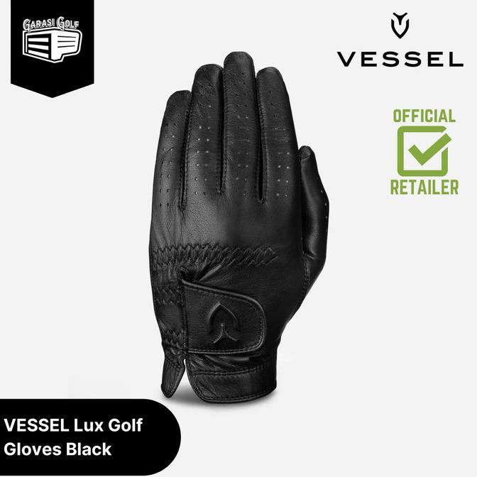 VESSEL Lux Golf Glove Black Left - Sarung Tangan Golf Pria Kiri Kulit