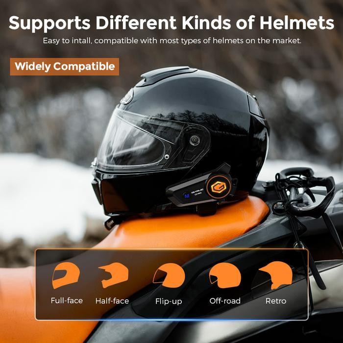 C2 Pro Gearelec 2 Rider Intercom Helmet Headphone Music Sharing While Intercom 6 Lights Hifi Stereo 