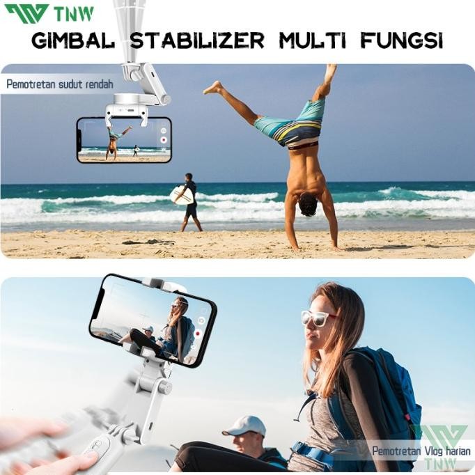 TNW-Q18 Gimbal Stabilizer Handphone Gimbal Hp Stabilizer Tongsis Hp Bluetooth Tripod