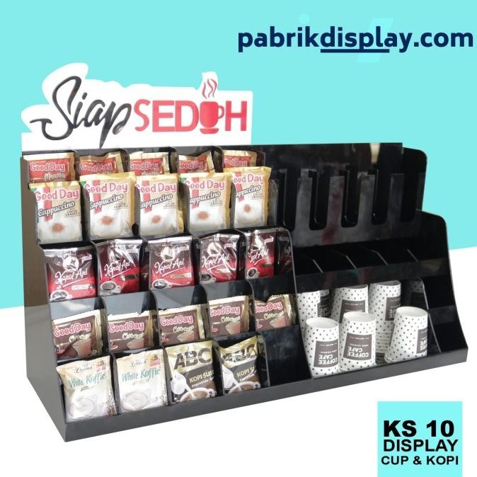 Akrilik Display Kopi Custom Rak Besar/ Rak Cup Kopi Co