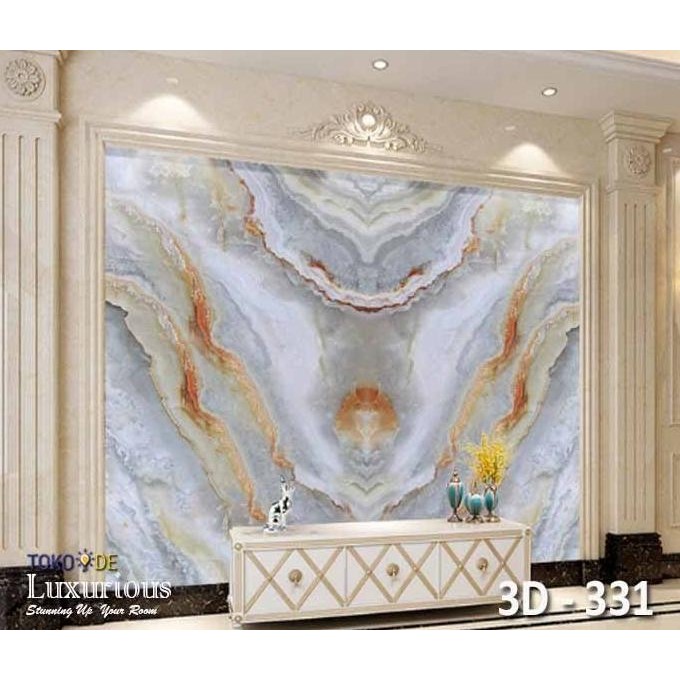 Wallpaper Custom 3D Marble Wallpaper Dinding Motif Marmer Granit Batu Alam Mewah - Asli