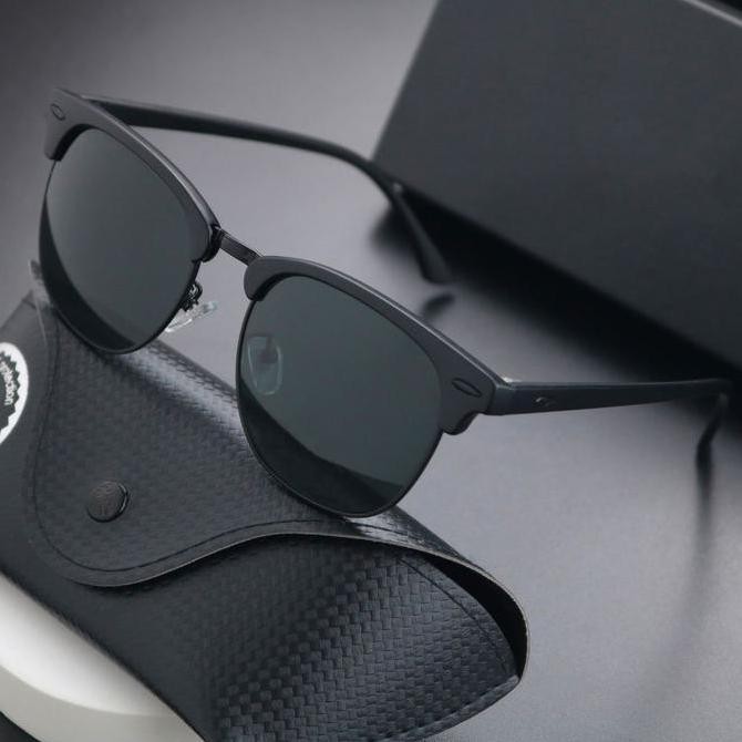 Free Dompet&Lap-COD3016Kacamata Hitam Matahari Original Fashion Pria, Lensa Kaca Asli Kacamata Cocok