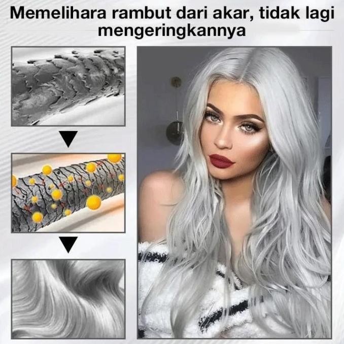 Original Permanen Pewarna Rambut Ash Grey Silver Hair Color 100Ml Herbal Cat Rambut Ash Brown Trendi