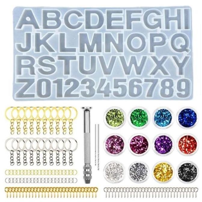 

ready !!! 236pcs Cetakan Resin Gantungan Kunci DIY Cetakan Resin Silikon Huruf Cetakan Resin Silikon Huruf Untuk Membuat Perhiasan DIY