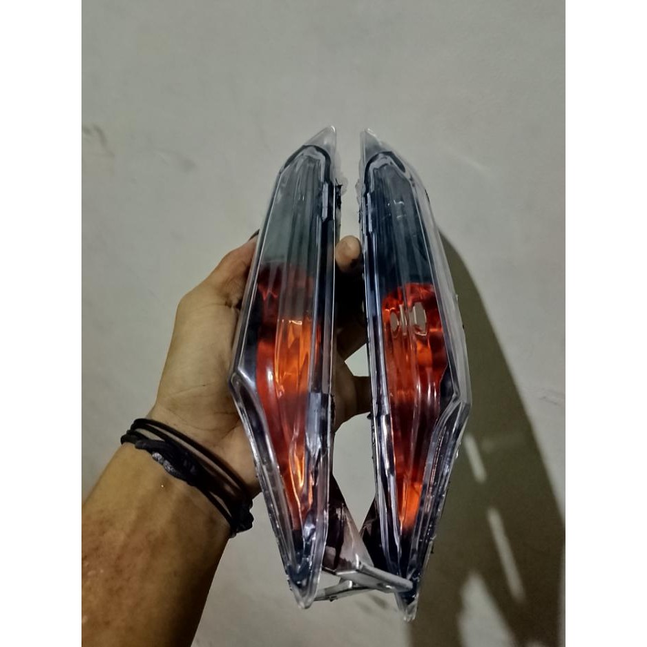 Paket Headlamp Reflektor Lampu Depan Vario 125 Old Techno Custom Hitam Oranye Plus Lampu Sen Reteng 