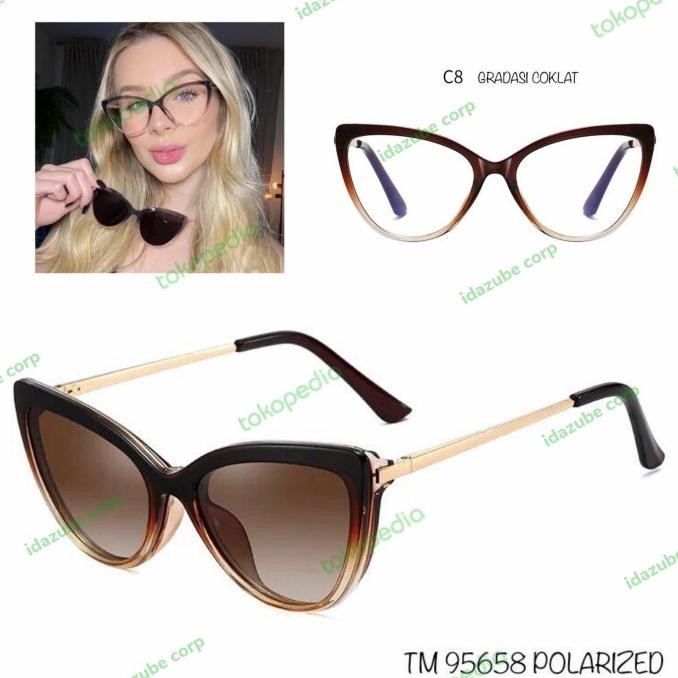 Frame Kacamata Cat Eye Clip On TM 95658 Kacamata Fashion Anti Radiasi