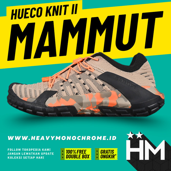 Mammut Hueco Knit II Low Sepatu Hiking Outdoor Black Sand Orange 42938 (Size 36-46)