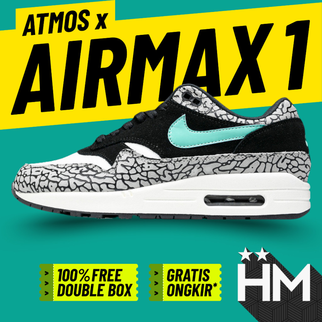 Atmos x Air Max 1 Elephant Print Sneaker 908366-001 (Size 36-47.5)