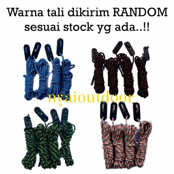 paket tali guyline pasak camping tali stopper pengencang tenda
