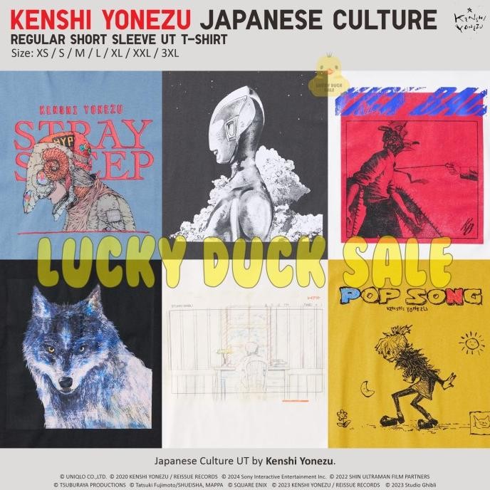 Kenshi Yonezu UT Shirt Regular Wide Kaos UNIQLO Japanese Culture Ultraman PS FF Ghibli Chainsaw Man