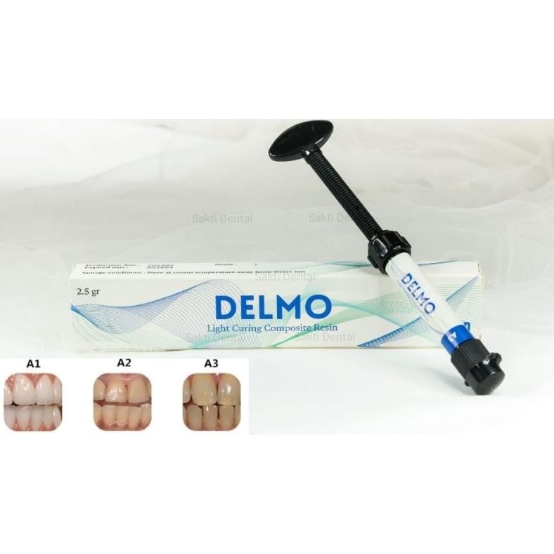 Komposit Resin Delmo Dental Composite Microhybrid Nanofill Light Cure Bahan Penambal Gigi Berlubang 