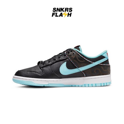 NIKE Dunk Low Barber Shop Black Teal Blue Sepatu Sneakers Wanita - DH7614001 - Size 39
