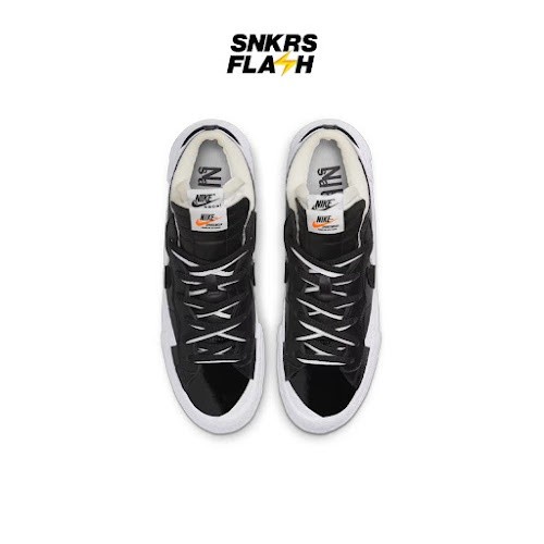 NIKE Blazer Low Sacai Patent Leather Black Sepatu Sneakers Unisex - DM6443001 - Size 38