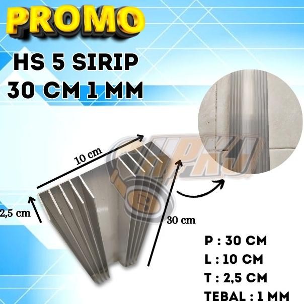 HEATSINK PENDINGIN POWER 5 SIRIP 30 CM TIPIS 1 MM POLOS HS 30CM 1MM TIPIS