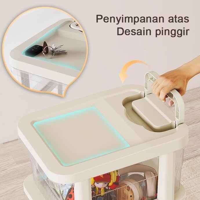 Rak Troli Dorong Bayi Roda Rak Penyimpanan Serbaguna Lemari Dorong Bayi