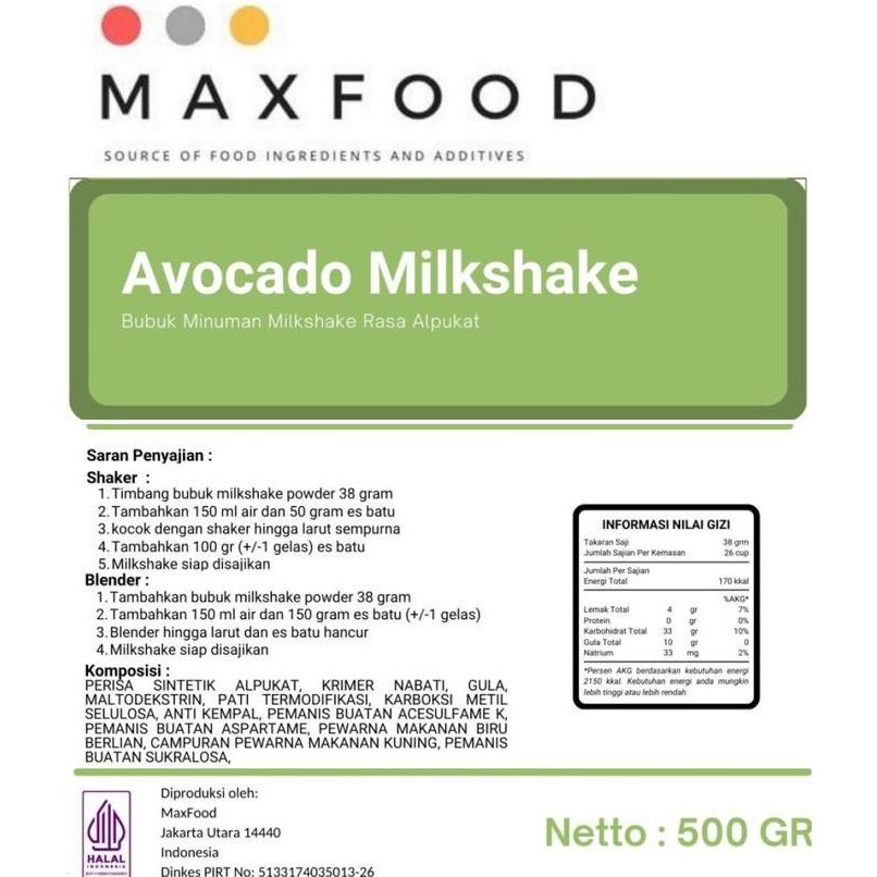 

Spesial Promo/ Avocado Milkshake / Bubuk Minuman Rasa Alpukat 500 Gr [Terlaris/Terbaru/Recommended]