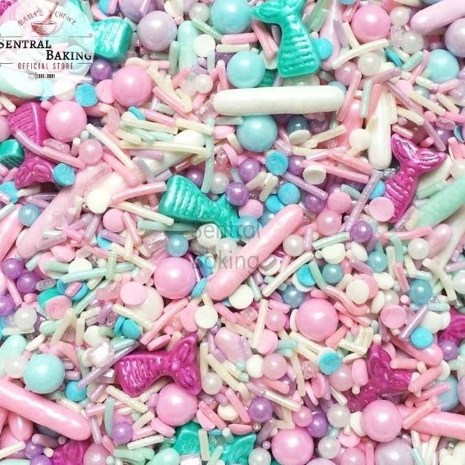 Grosir Sprinkle Kue Mermaid Tail Duyung Pink Biru 2 / Springkle Kue Springkel