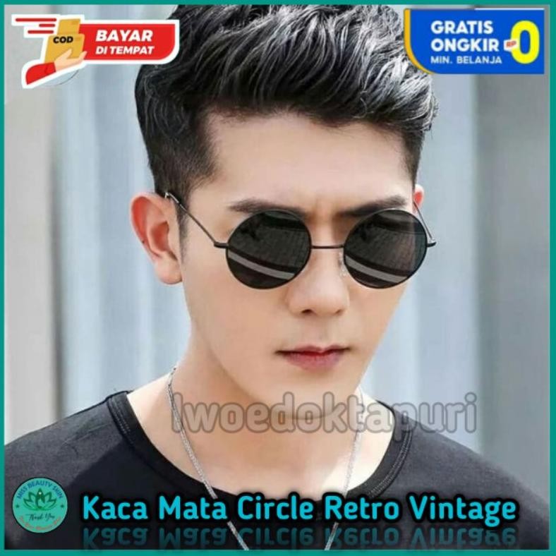 gd-8 fj-44 Kacamata K300 Bulat Retro  Pria Wanita Vintage Metal Sunglasses Import Korea Terlaris Ter