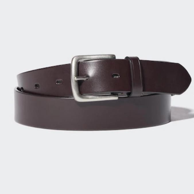 UNIQLO Men Belt Ikat Pinggang Pria Italian Oiled Leather Brown