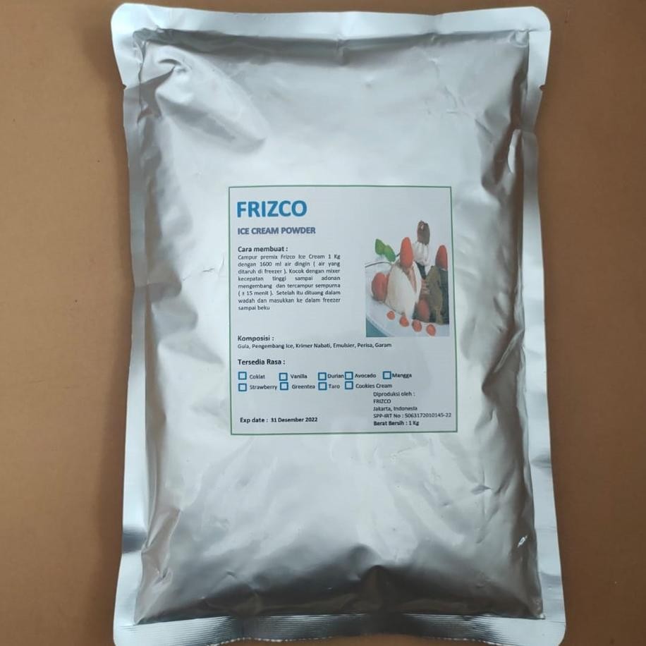 

Ice Cream Durian Frizco 1G Nt Powder Bubu E Rim Duren 1Gr