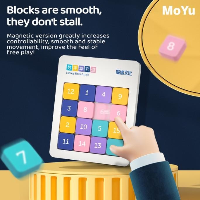TERBARU - Moyu Klotski Magnetic Sliding Block Puzzle Board 3x3 / 4x4 / 5x5 Magnetik Number 8 / 15 / 