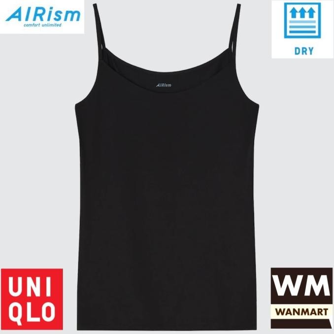 UNIQLO Women AIRism Kamisol Kaos Dalam Tank Top Wanita Black