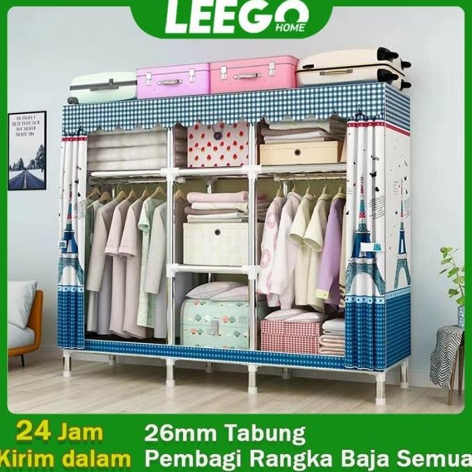 26MM Pipa Baja Lemari Baju Gantung Lemari Pakaian Portable Tabung Baja Lemari Baju Gantung