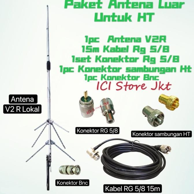 Paket Antena luar dan kabel untuk radio ht