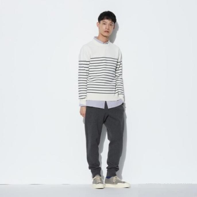 UNIQLO Men Celana Sweat Dry Stretch Jogger Training Pria Dark Gray