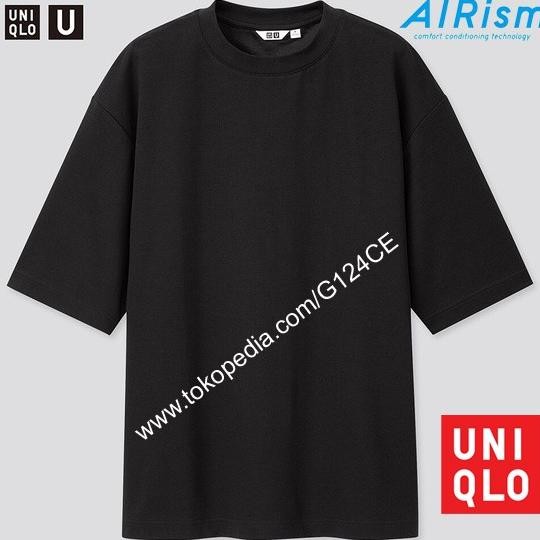 UNIQLO U PRIA AIRism T-SHIRT KATUN OVERSIZED LENGAN 1/2 425974 black