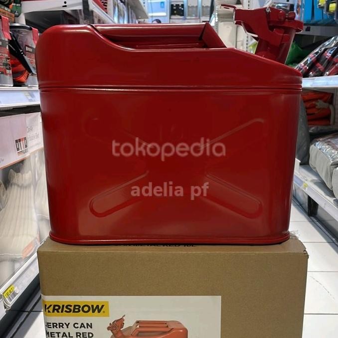 Krisbow Ori Jerigen Bensin & Solar 10L Besi Metal Logam - Red