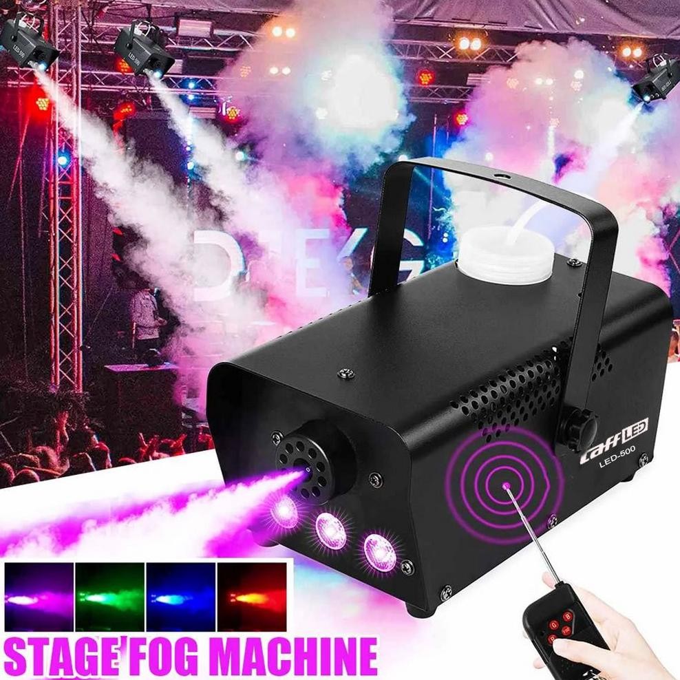 mia mesin asap panggung 500w rgb / portable asap panggung lampu sorot panggung alat fogging fogger